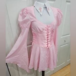 Sugar Thrillz Pink Puff Flare Sly Corset Dress